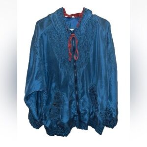 Numina Sport Women’s VTG Teal Jacket Lightweight Windbreaker Size M Silk EUC